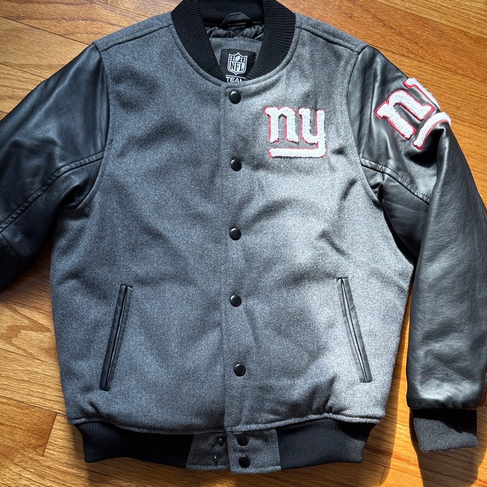 Kid’s  Gray and Black Varsity Jacket NFL NY Giants